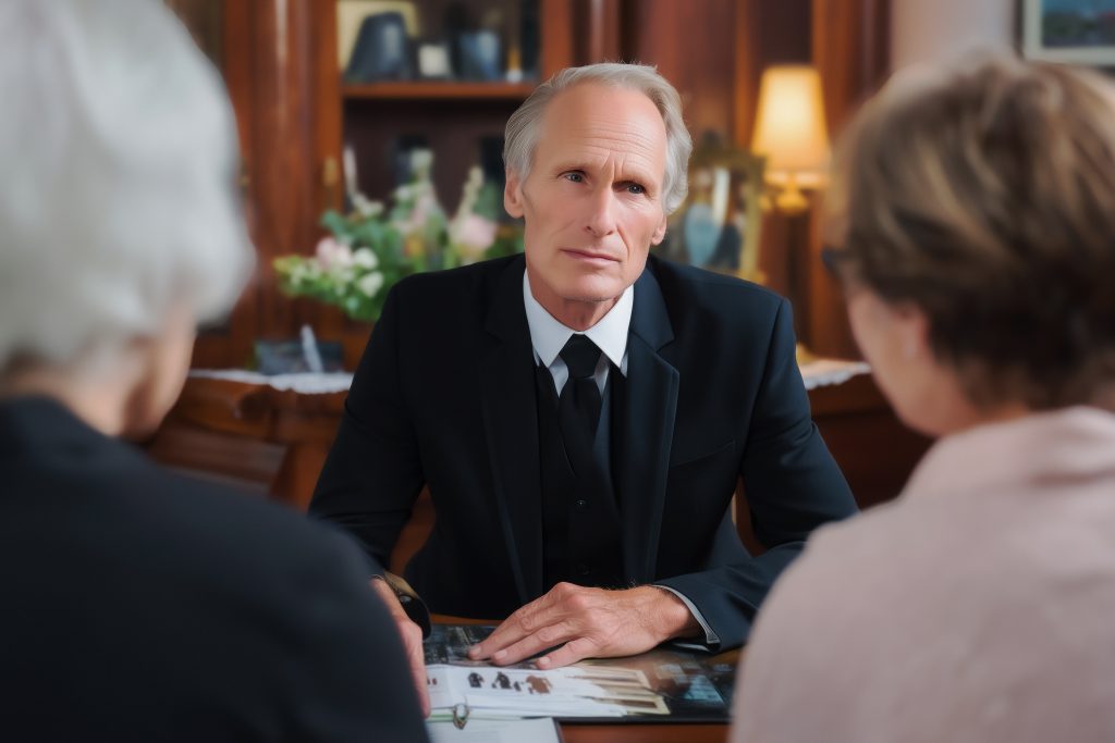 funeral director consulting his client